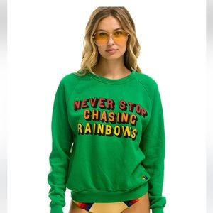Aviator Nation “Never Stop Chasing Rainbows” crew neck sweatshirt NEVER WORN